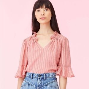 Rebecca Taylor Multi Lurex Stripe Pink Chiffon Blouse